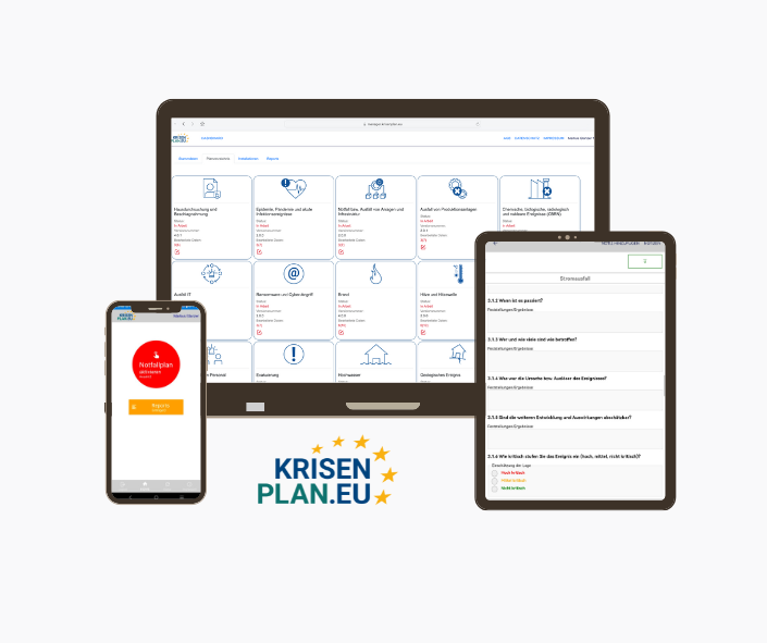 KRISENPLAN.EU: Notfall- und Gefahrenabwehrplan / Desktop, Smartphone, Tablet