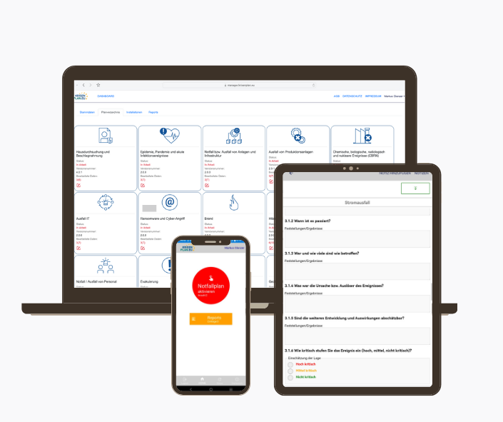 KRISENPLAN.EU: Notfall- und Gefahrenabwehrplan / Desktop, Smartphone, Tablet